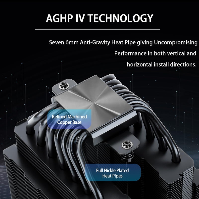 Thermalright مبرد وحدة المعالجة المركزية Phantom Spirit 120 SE أسود، مروحتان TL-C12B V2 PWM وأبراج مزدوجة، 7 أنابيب حرارية، مبرد لوحدة المعالجة المركزية AM4/AM5 وIntel LGA1851/1700/115X/1200، تبريد وحدة المعالجة المركزية للكمبيوتر، أسود - Image 2